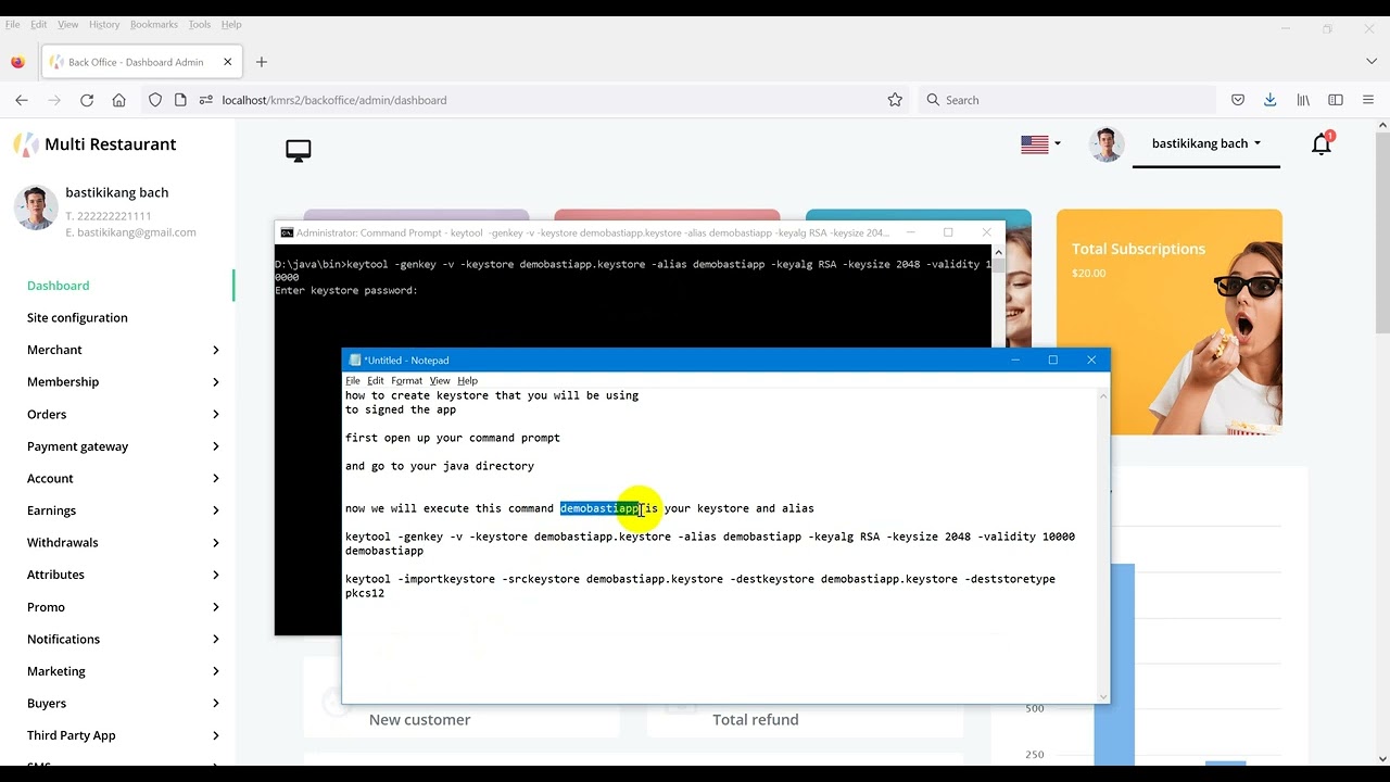 Create keystore for your app