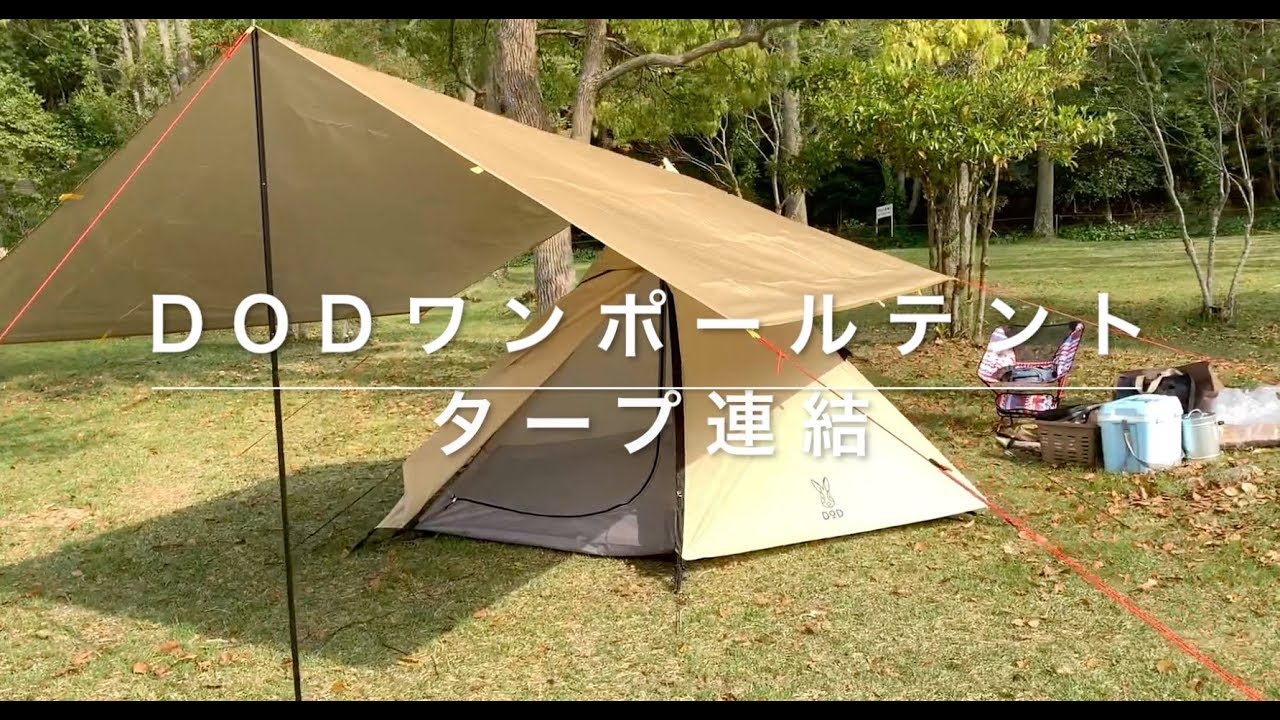 【一人称でソロキャンプ】DODワンポールテントにタープ連結