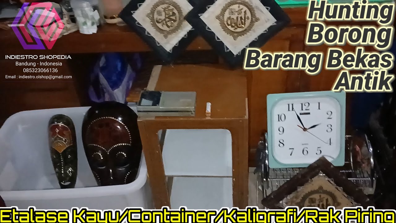 Hunting Borong Barang Bekas Antik Etalase Kayu/Big Box/Kaligrafi/Jam/Rak Piring/Topeng/Watchman Sony