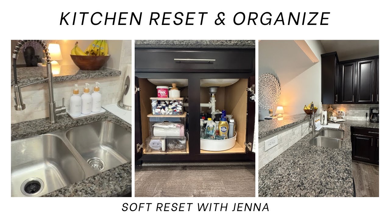 Soft Kitchen Reset | Calm Clean With Me, Washing Dishes & Under Sink Organization #cleaning #asmr 