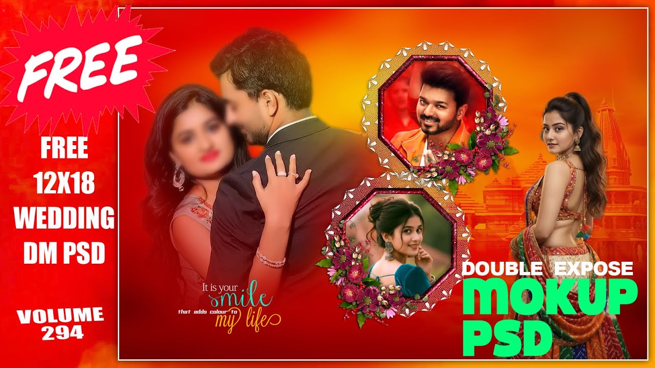 FREE DOWNLOAD| VOLUME 294 |WEDDING DM Mockup PSD | #pasdigi #freedownlod  .Whatsapp 9879707870