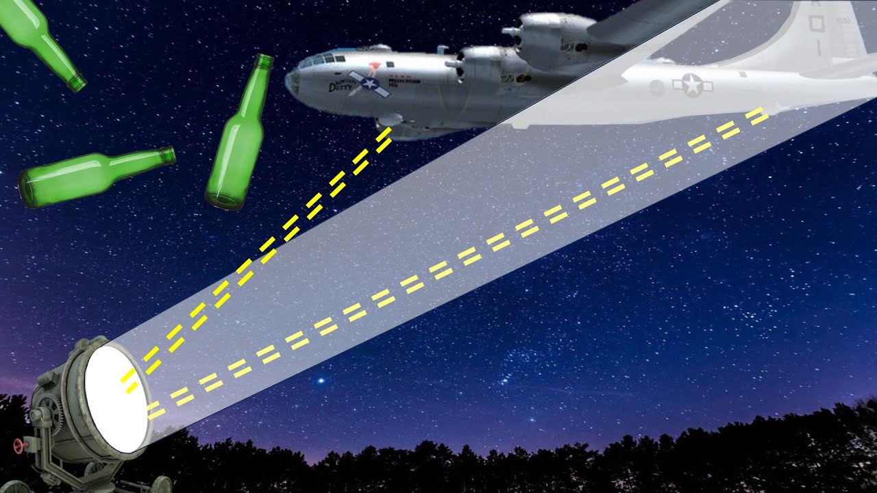 WWII Bomber Searchlight countermeasures beer bottles to shooting them out with Bomber guns