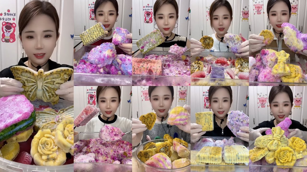 SHAVED ICE EATING WITH PASSION FRUIT | YY ICE EATING ASMR