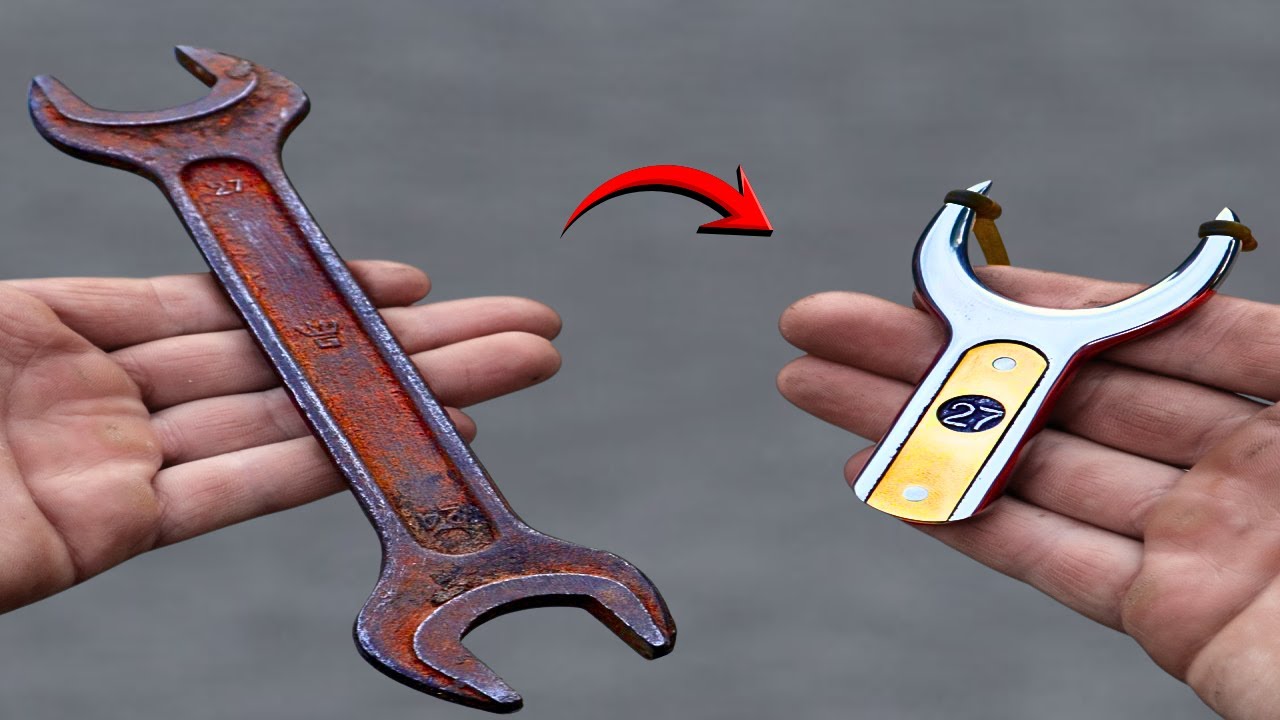 Turning a Rusty N27 Wrench into a Mini Steel SLINGSHOT