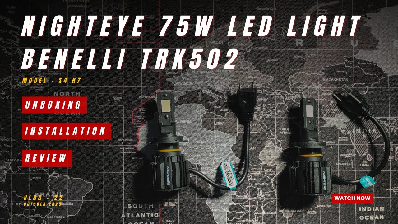 Night Eye 75W H7 LED's for Benelli TRK 502 | Unboxing, Installation and Review | @enqrides53