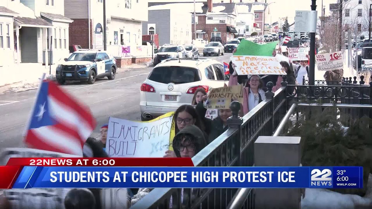 Chicopee High School students protest against ICE