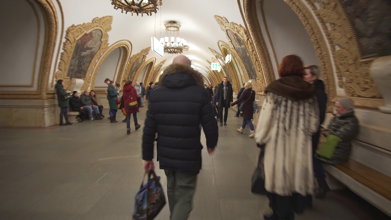 Russia, Moscow, metro ride from Ки́евская to Краснопре́сненская