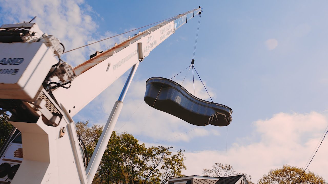 Latham Fiberglass Pool Install on Long Island - Pool Over the House