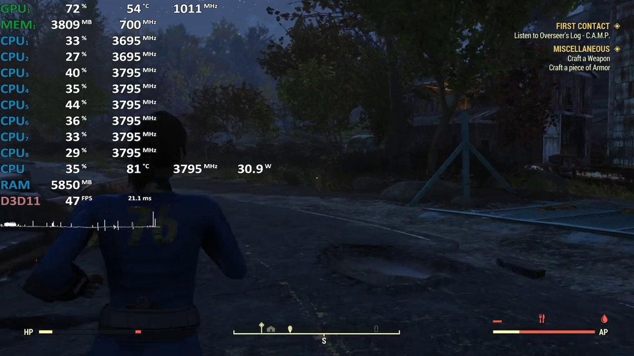 Fallout 76 on Radeon RX Vega M GL (Intel i7-8705G) - Gameplay Benchmark Test
