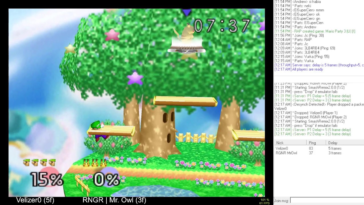 Smash 64 Remix RMG-Kaillera Netplay - Velizer0 vs RNGR | Mr. Owl