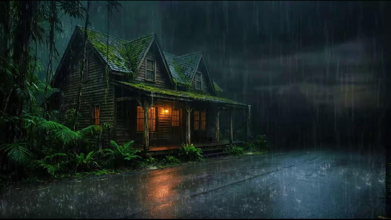 Cozy Rain Sounds at Forest Cabin for Deep Sleep and Relaxation All Night