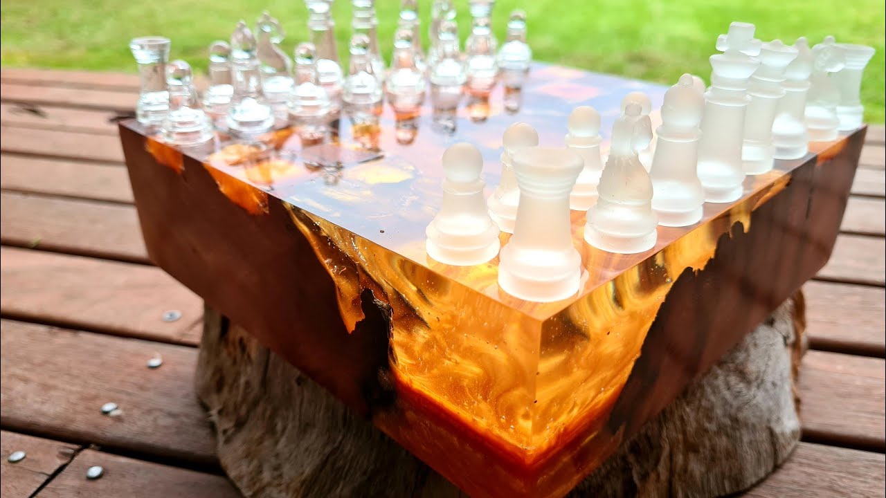 Making a Live Edge Epoxy Resin Chess Board