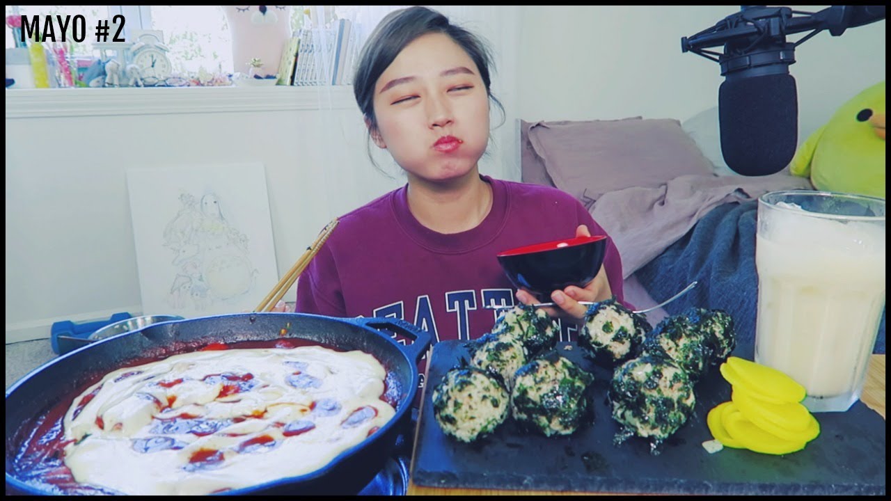 Mayonnaise #2 - Tuna Rice balls + Cheesy Ddukbbokki(spicy rice cakes) Mukbang