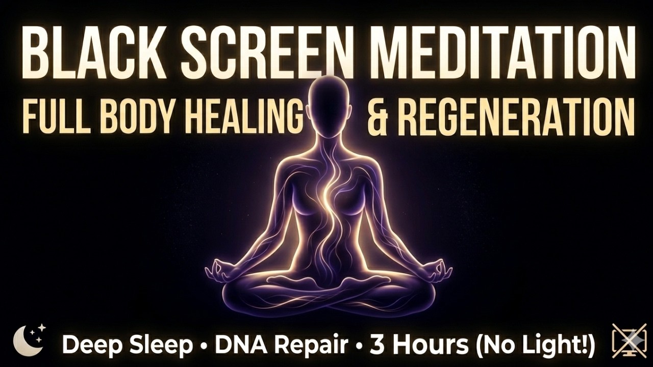 3 Hours Black Screen Deep Sleep Music | Full Body Healing & Cellular Regeneration (No Light!)