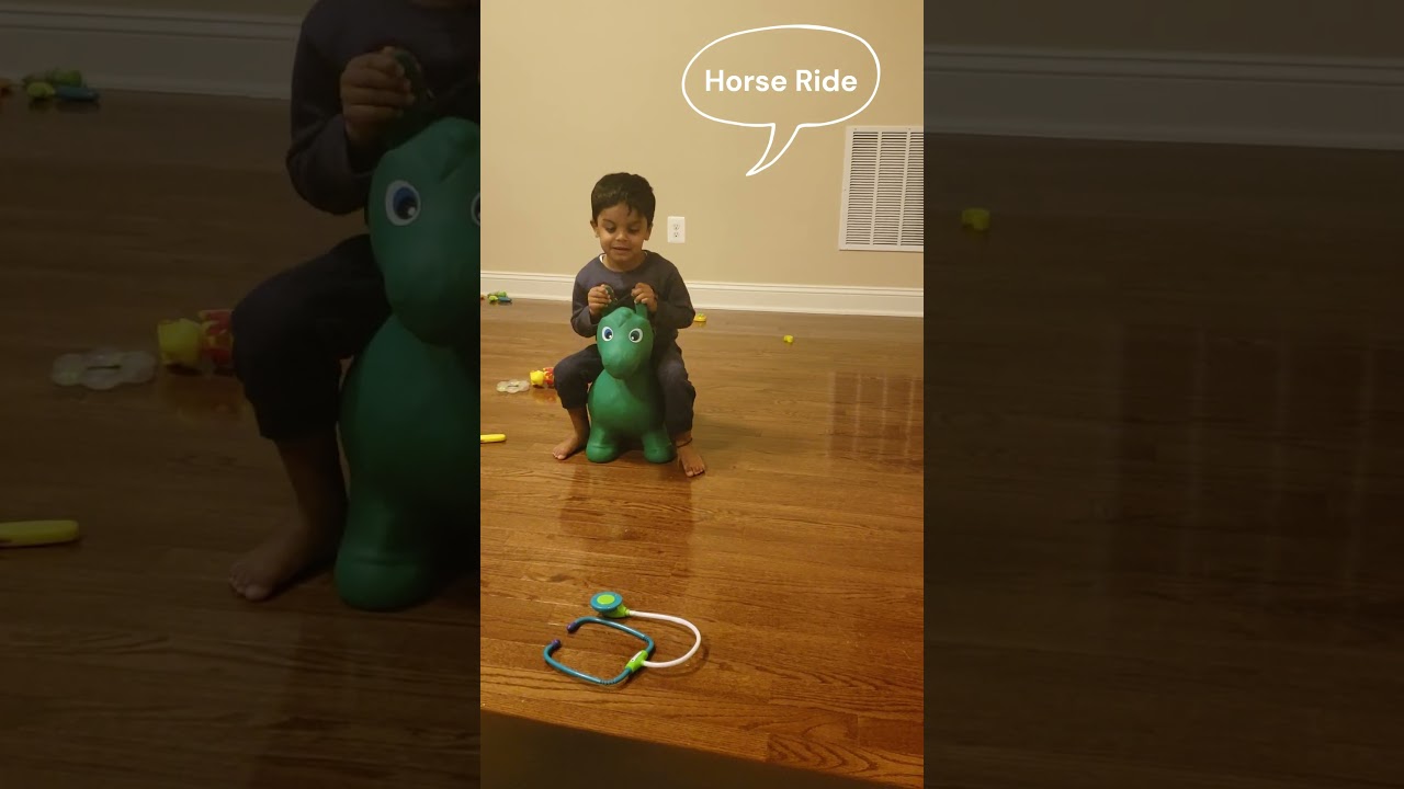 Buckle Up for Toy Horse Mayhem: Kids Falling & Laughing 