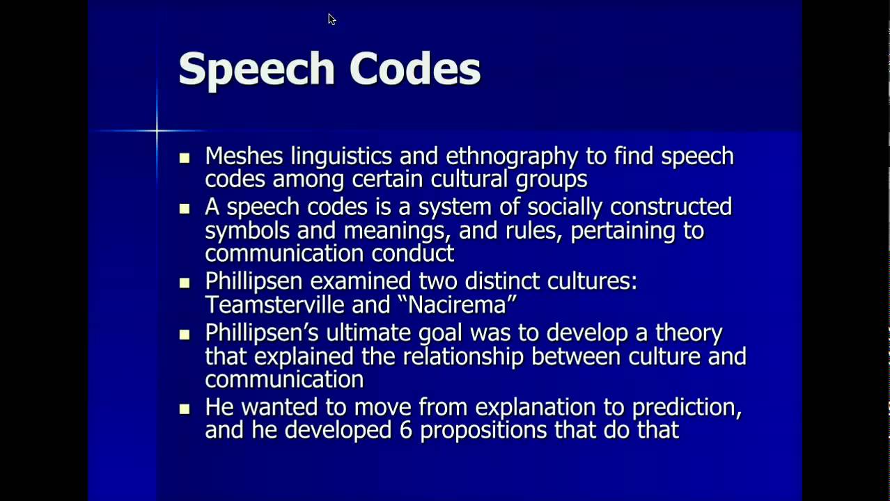 Speech Codes Theory Part 1