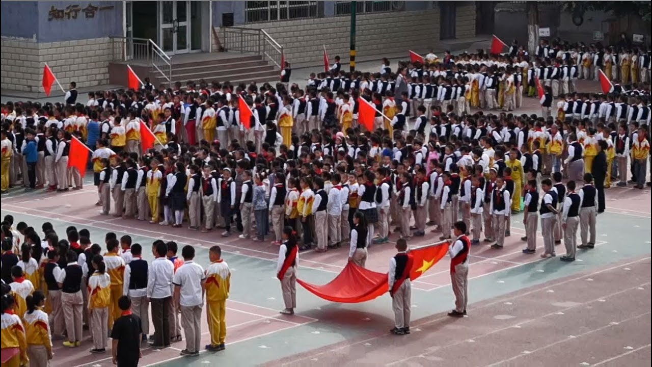 School assembly in Ürümqi, Xinjiang - Uyghur, China