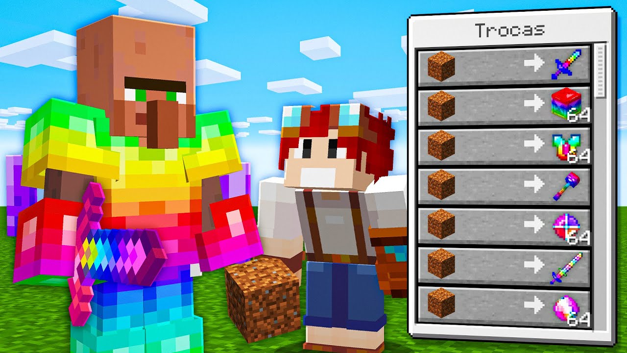 ALDEÕES trocam ITENS DE MINÉRIO SECRETO no minecraft