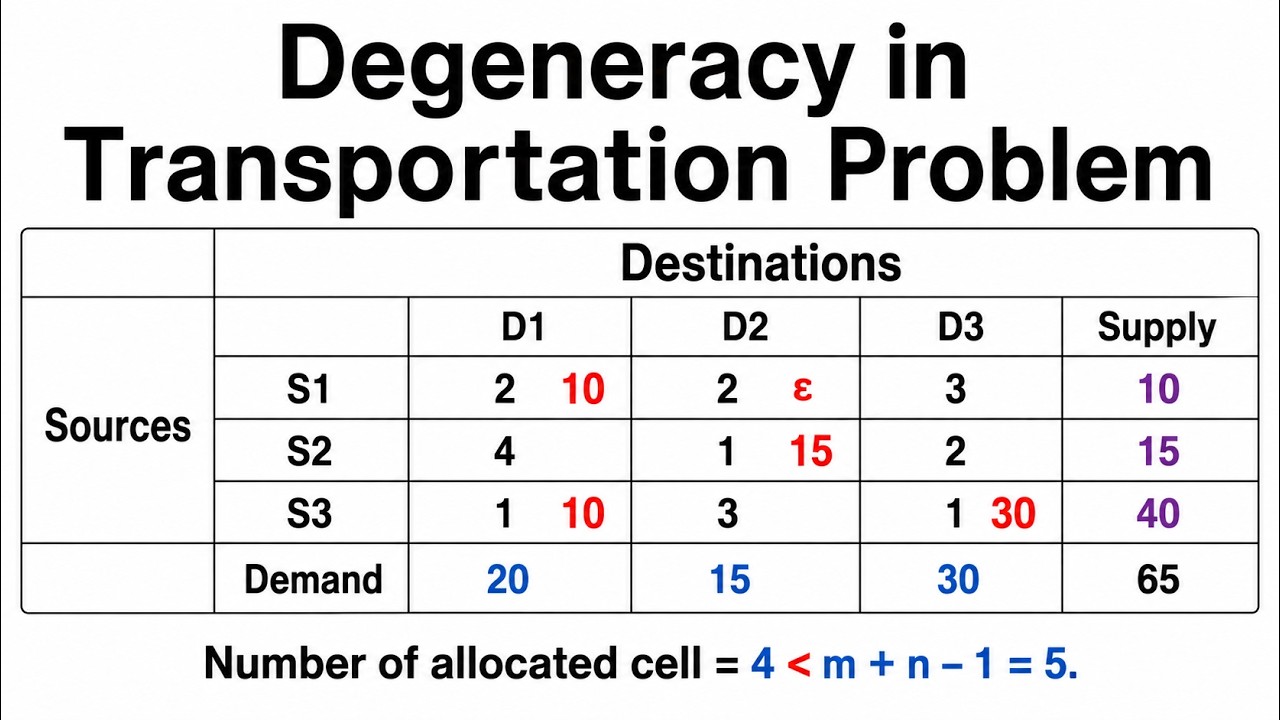 Degeneracy in Transportation  #degeneracy #transportation