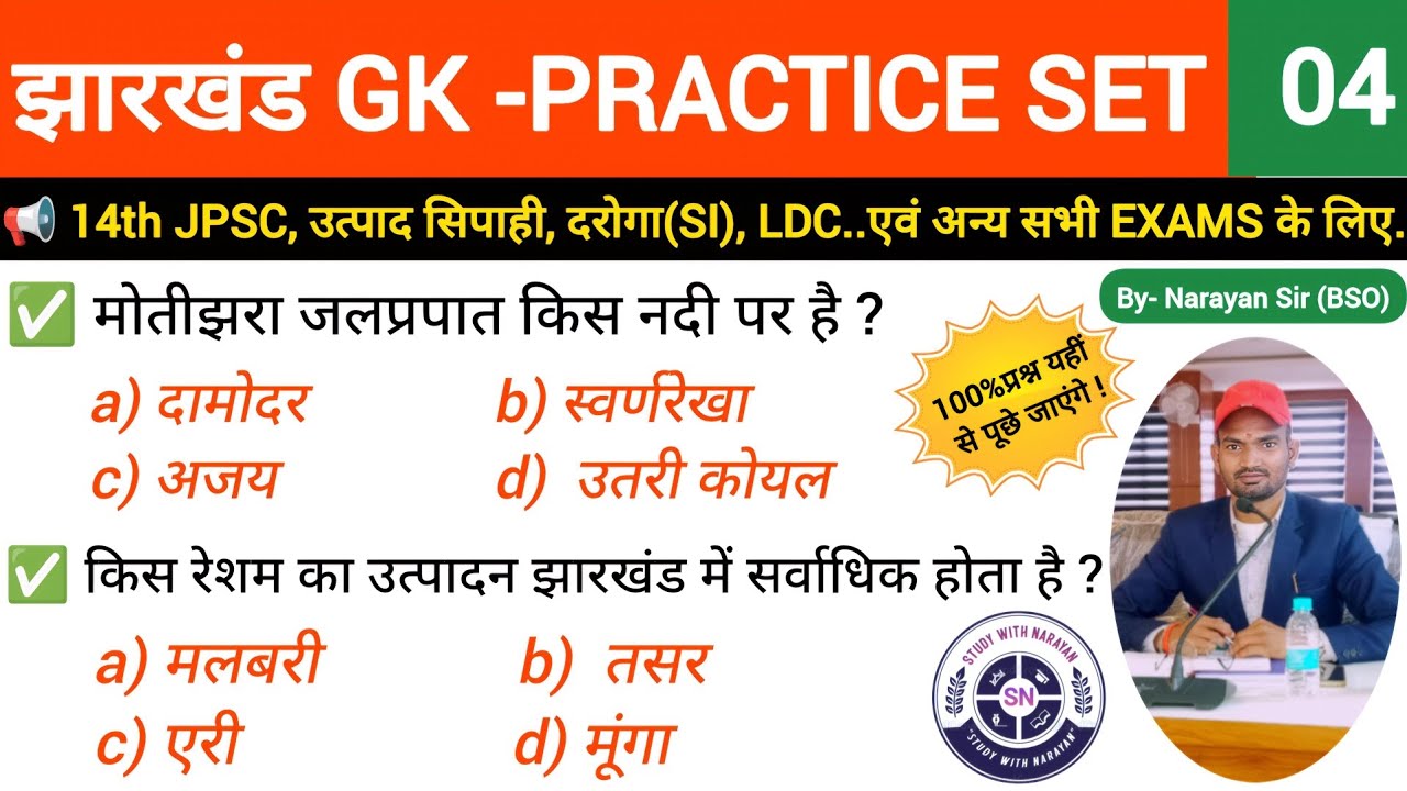झारखंड GK | Jharkhand Gk | Jharkhand Gk Practice Set 04 | Jharkhand Gk Previous Year Question #gk