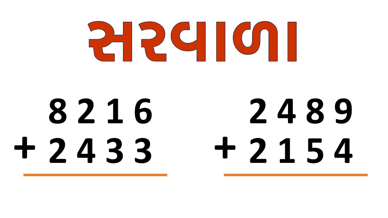 Char ank na saravala na dakhla  ચાર અંકના સરવાળા ના દાખલા by Saral Shixan