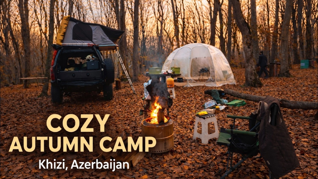 ASMR | One day camping in forest | Khizi, Azerbaijan