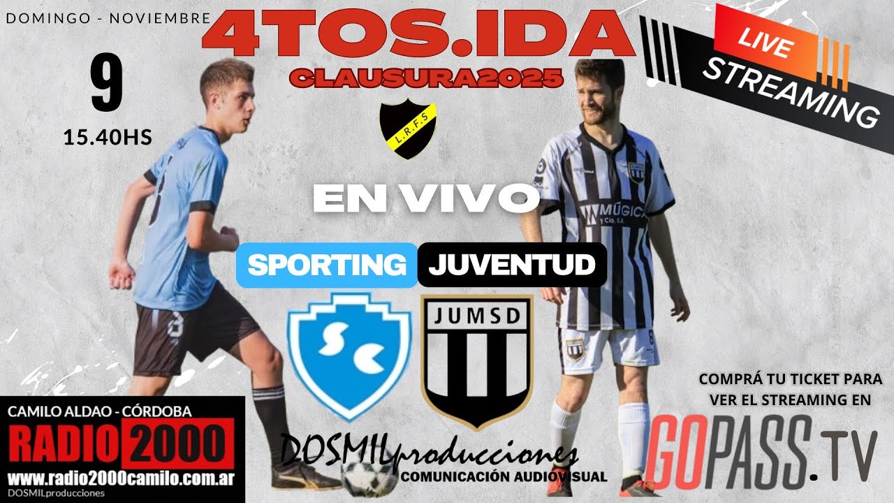 EN VIVO -  SPORTING vs JUVENTUD - 4TOS.DE FINAL - IDA  - CLA2025 - LIGA REGIONAL FUTBOL DEL SUR