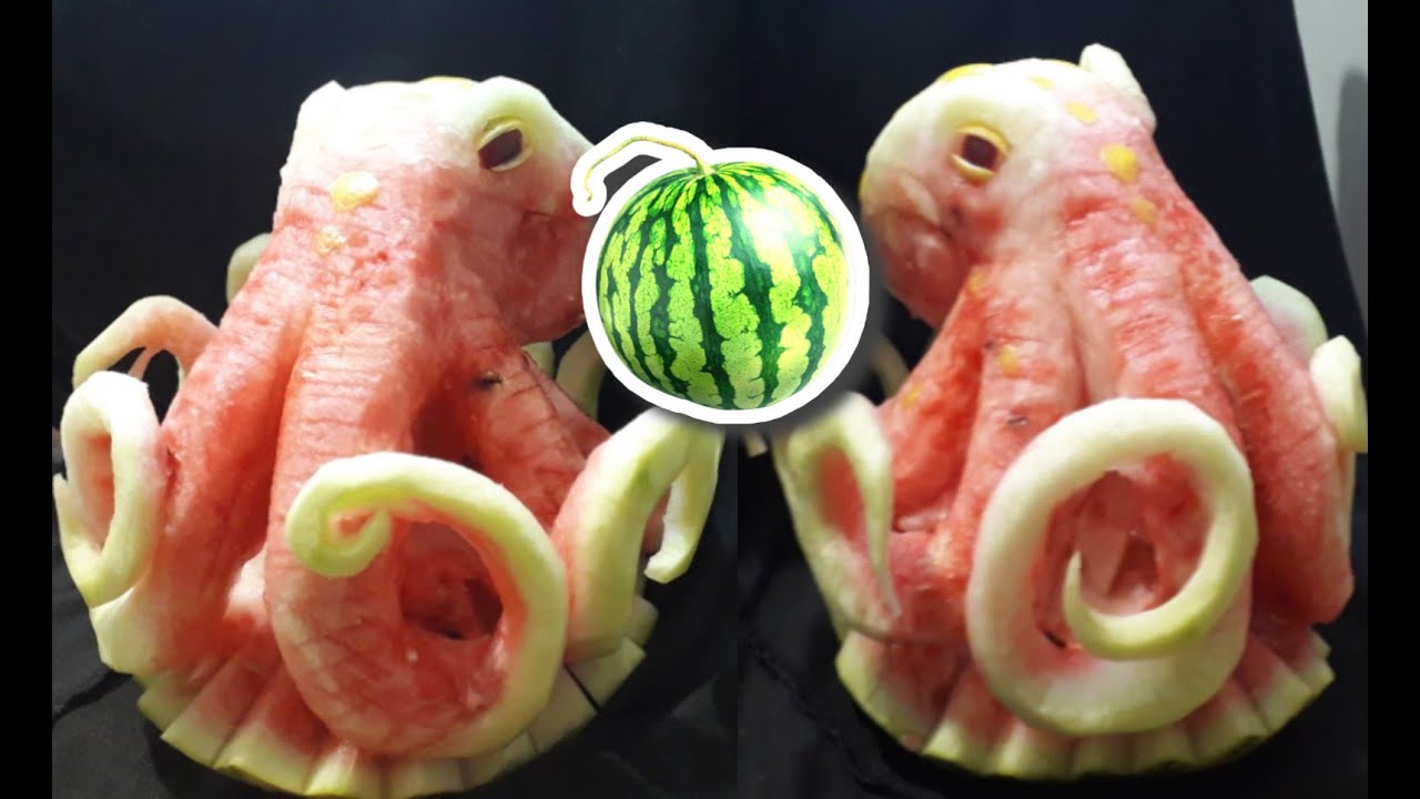 Octopus / Octopus sculpture timelapse / watermelon carving /carving ideas