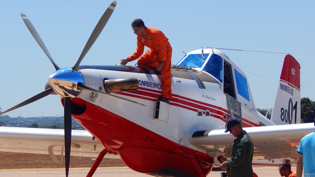 Fire Fighting Airplane in Action Air Tractor AT-802 Fireman Plane