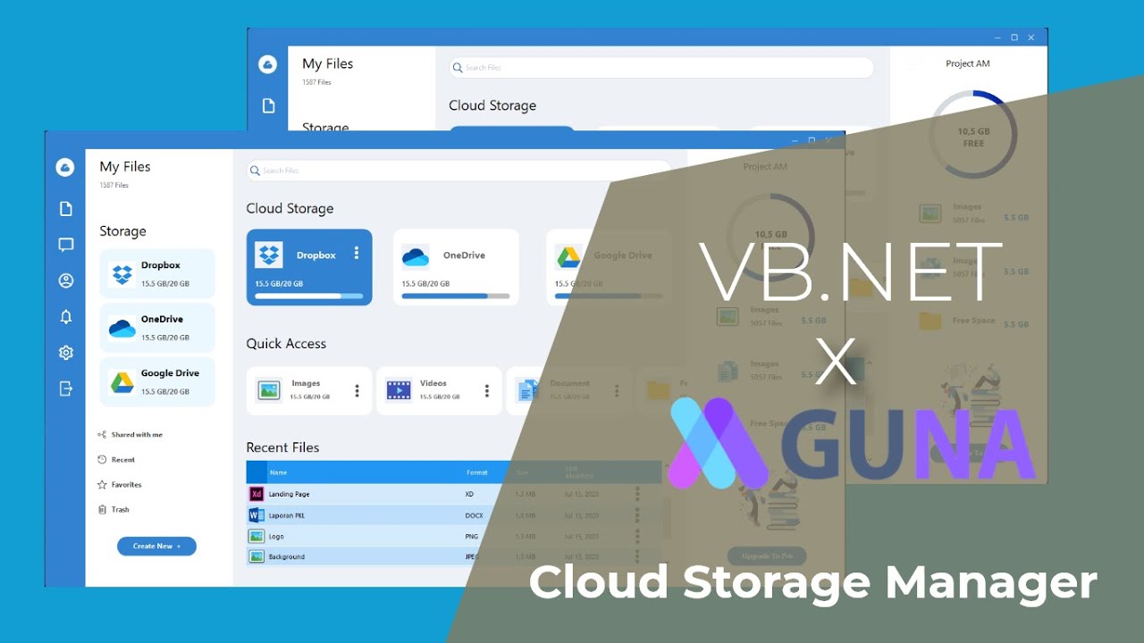 VB.NET - Cloud Storage Manager - Guna UI Framework | C#, VB.NET