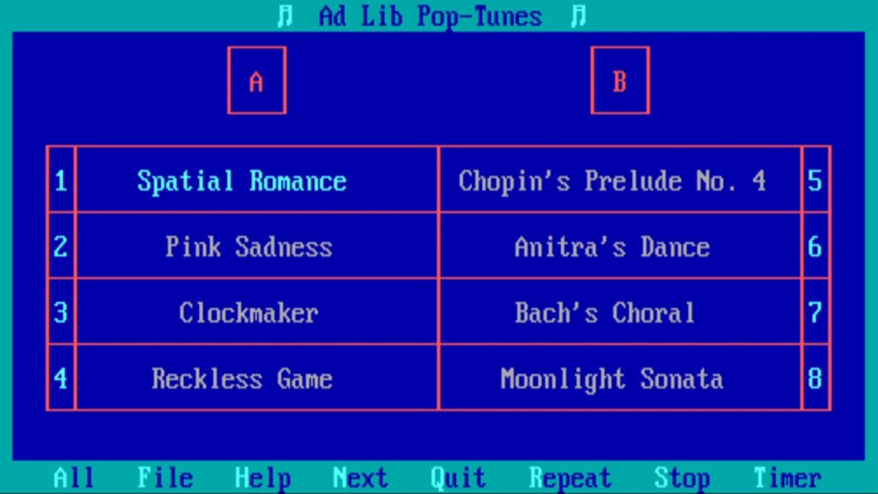 Ad Lib Pop-Tunes (PC MS-DOS, 1988)