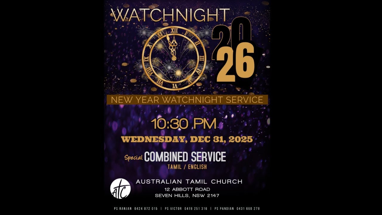 Watchnight Service 2026 | Tamil-English combined | 31 Dec 2025 | 10:30PM