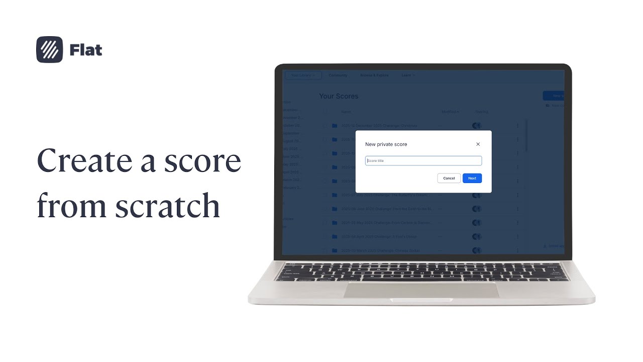 How to create or import a score from sratch in Flat