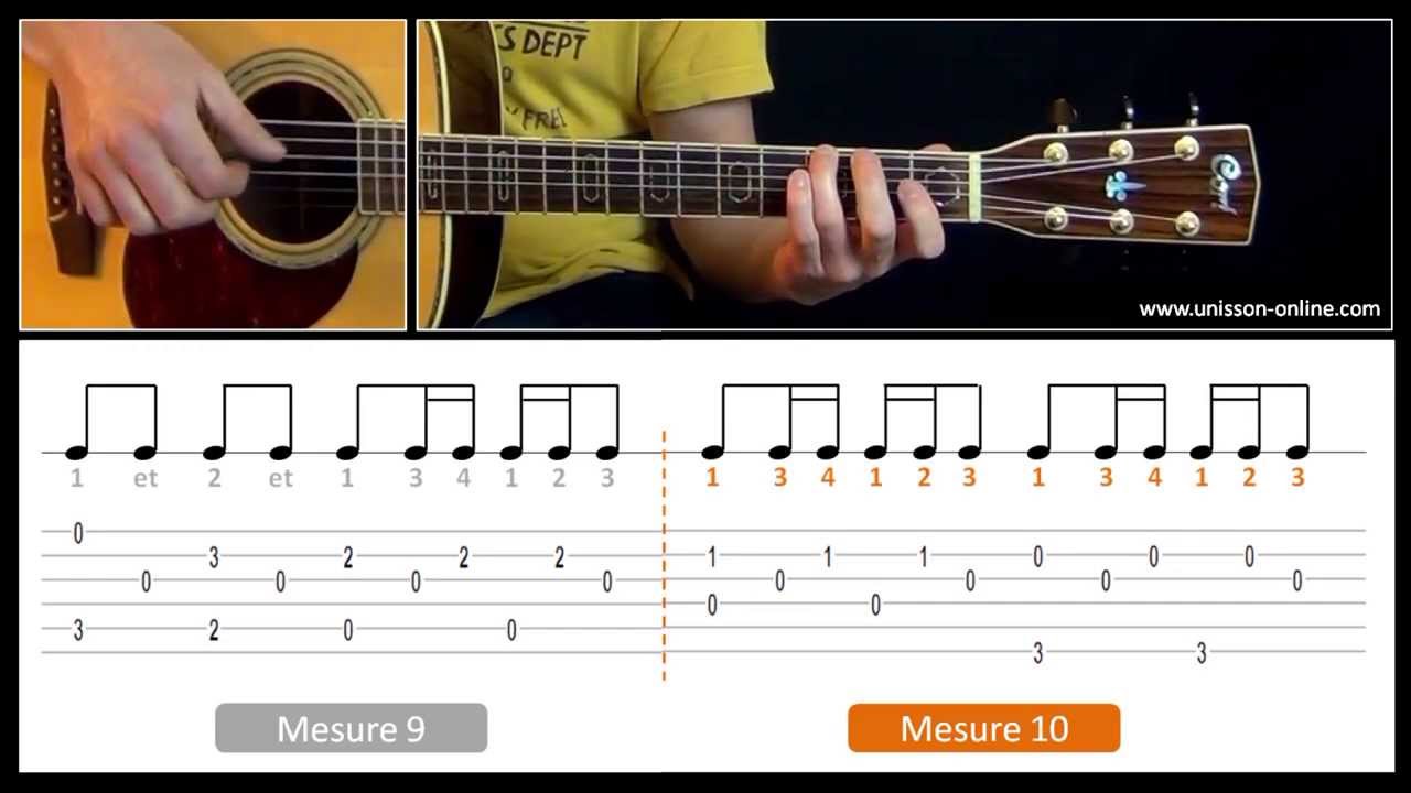 Cours de guitare Blackbird - The Beatles I Apprendre la guitare pour débutant. Tuto + Tab