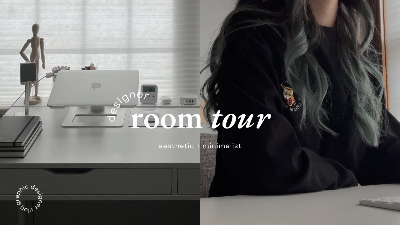 aesthetic graphic designer room tour + work with me 🖱️ | home office, day in my life, ikea furniture