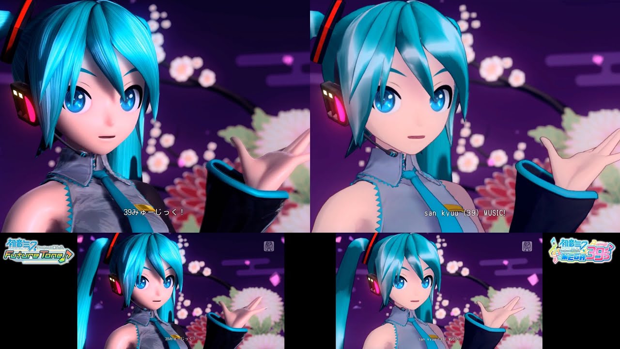 39 Music! - Hatsune Miku: Project DIVA PV Comparison [Future Tone, Mega Mix]