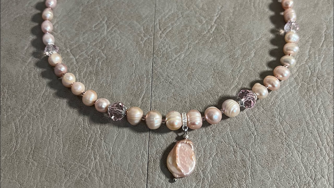 Создание колье «Лиловое» от @HalynaGemBeads#кольеизжемчуга#украшенияизжемчуга