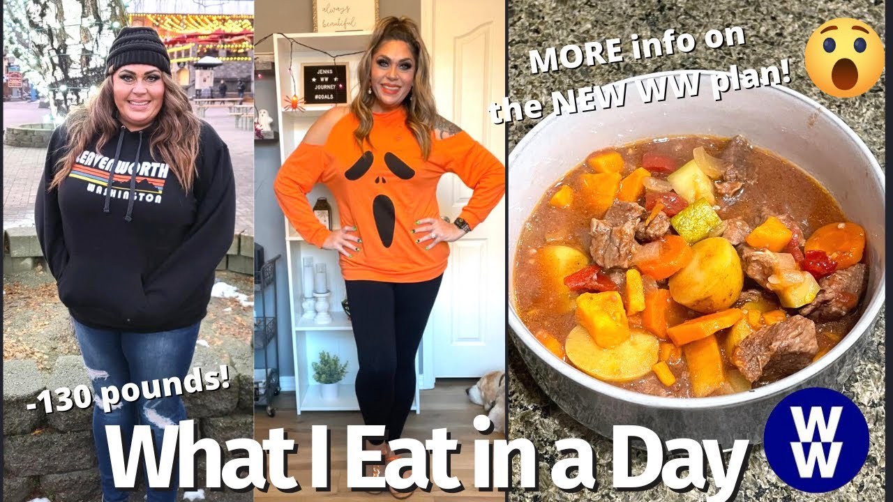 WHAT I EAT IN A DAY ON WW TO LOSE 130 POUNDS- NEW WW PLAN INFO!! - CROCKPOT BEEF STEW -HALLOWEEN!