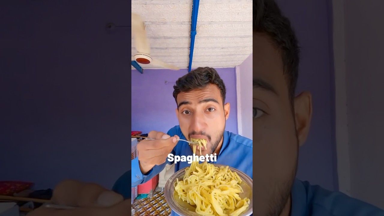 He tried spaghetti for the first time
