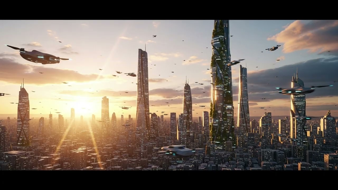City from 2050 Imaginary citySpace Ambient Music _ Sci-Fi Soundscapes ⎜ 4K
