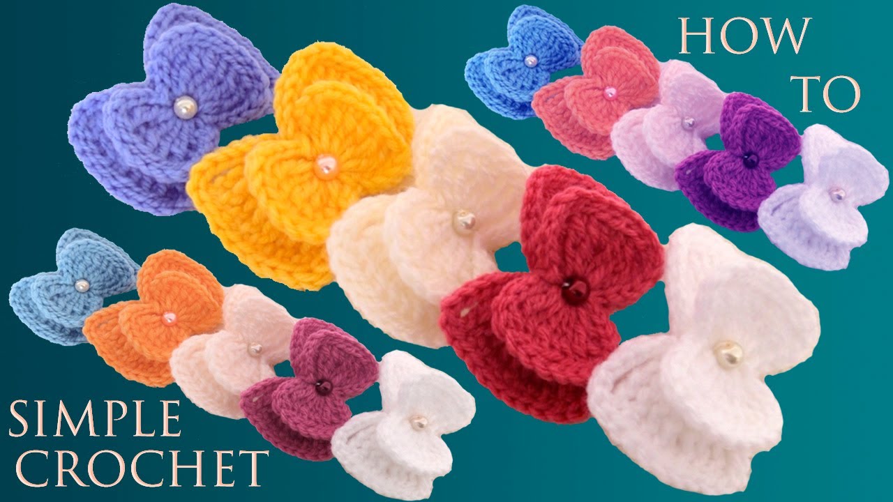 Moños de colores en 3D tejidos a Crochet para diademas gorros coletas