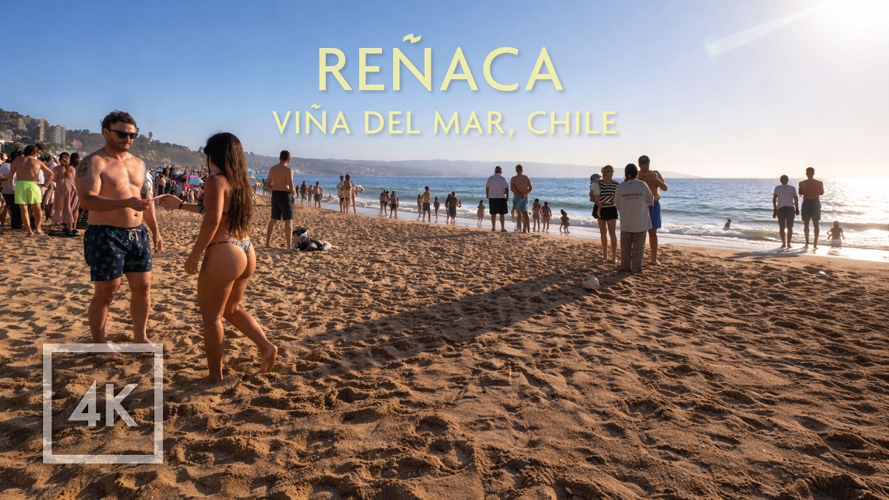 Playa Reñaca, Viña del Mar 🇨🇱 Caminata Inmersiva | Walking Tour 4K Ultra HD
