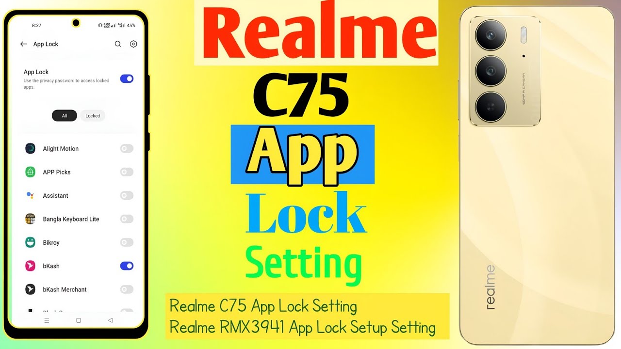 How To Realme C75 App Lock Setting/Realme RMX3941 App Lock Setup Setting || 2025