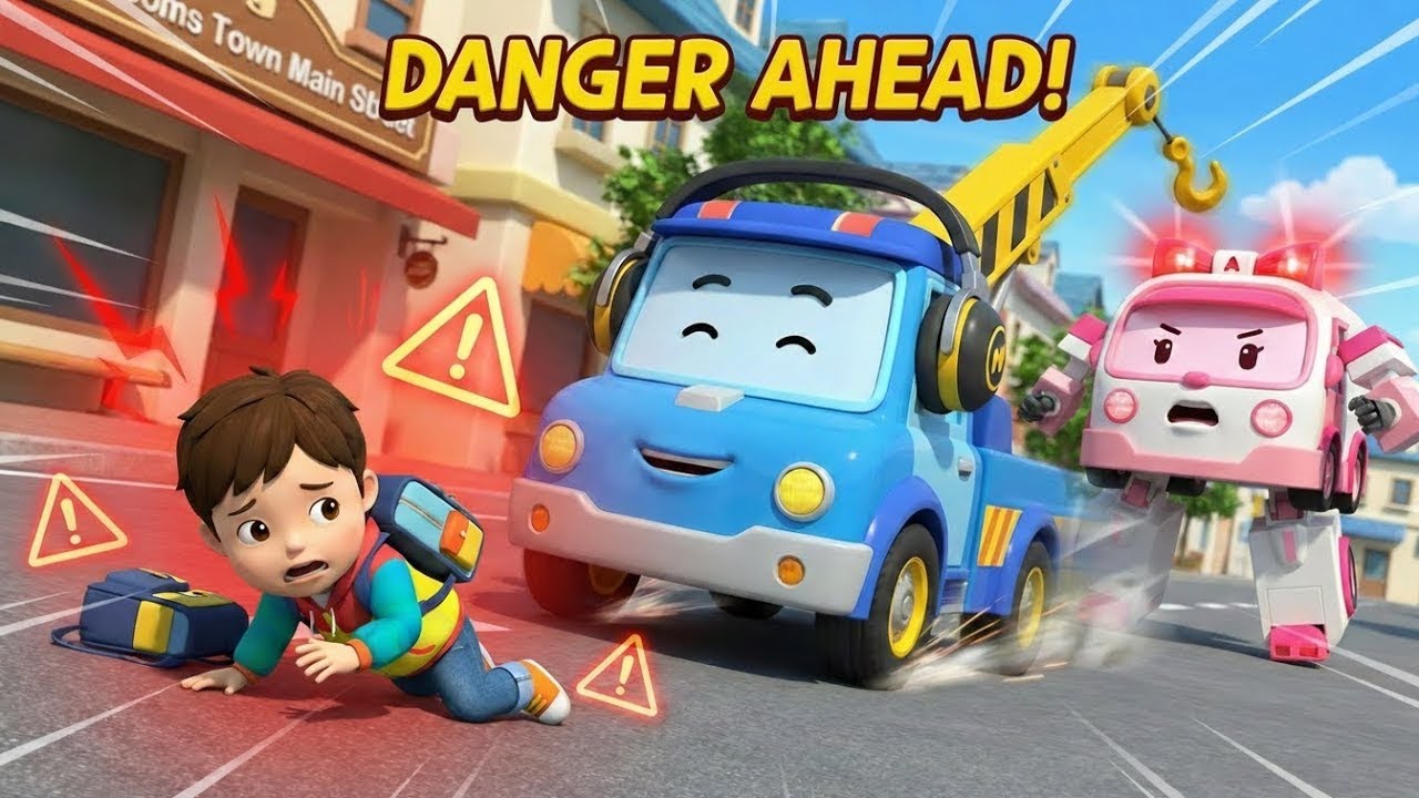 Amber's Emergency Rescue Blocked by Spooky! 😱  Robocar Poli Safety Cartoons  Kids Learn