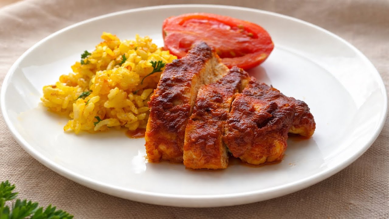 Juicy Yogurt-Marinated Roasted Chicken Breast + Golden Rice