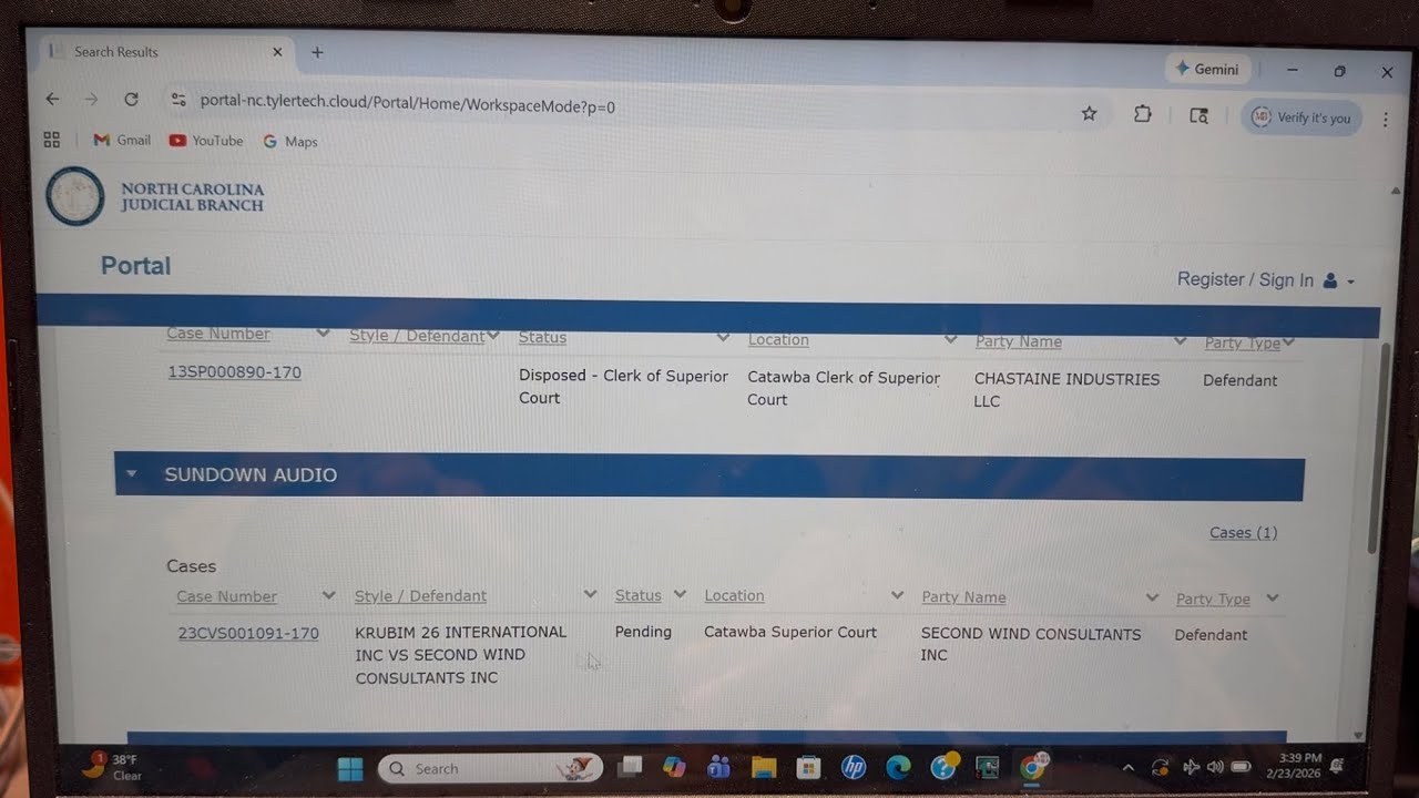 Аудиозапись дела Sundown Audio, находящегося на рассмотрении в гражданском суде. Прочитайте сами ...