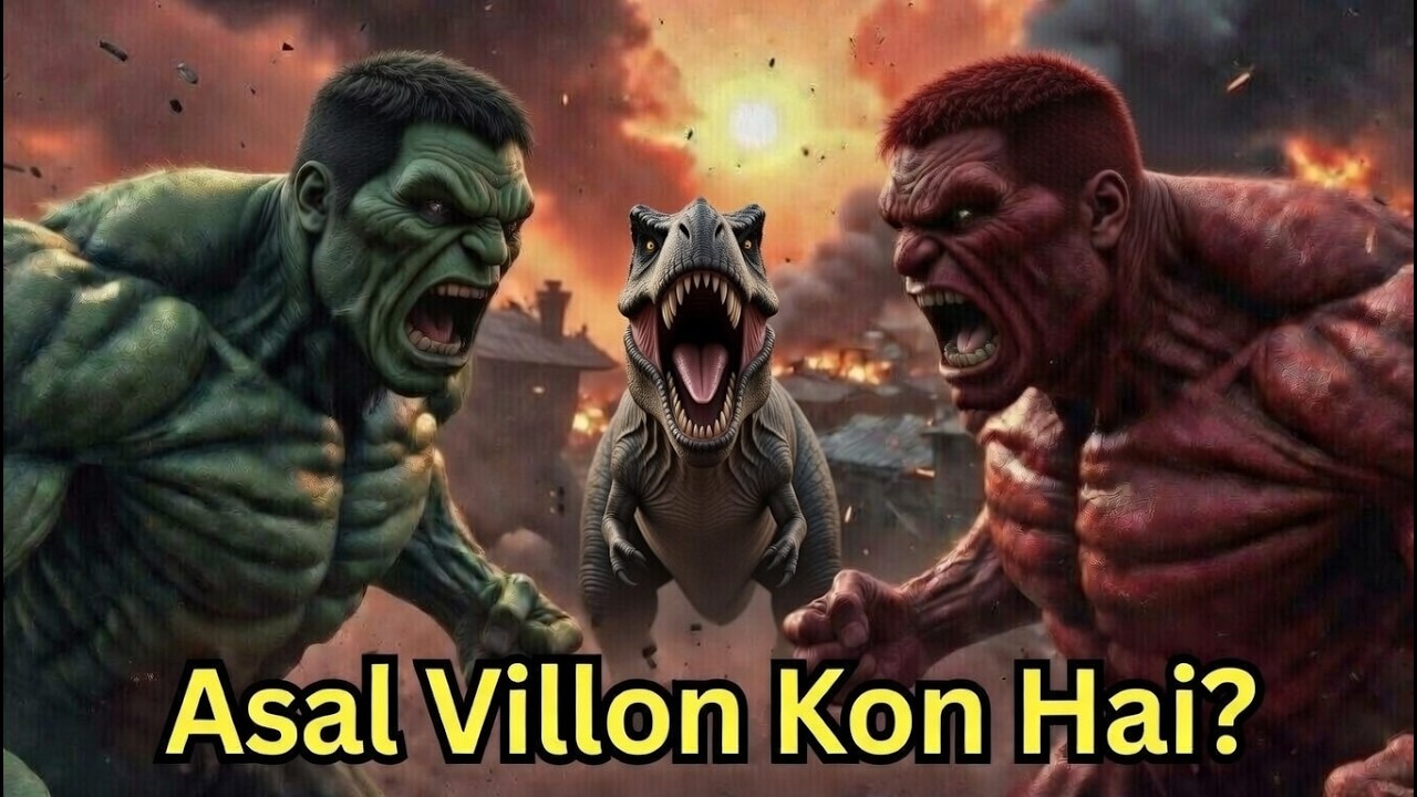 Two Hulks vs Giant Dinosaur | Green & Red Hulk vs Dinosaur| When Hulks Team Up Against a Monster