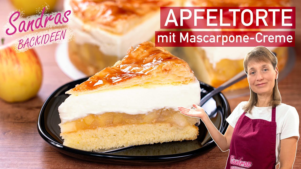 Apfeltorte mit Mascarpone-Creme und Blätterteig | Apfelkuchen