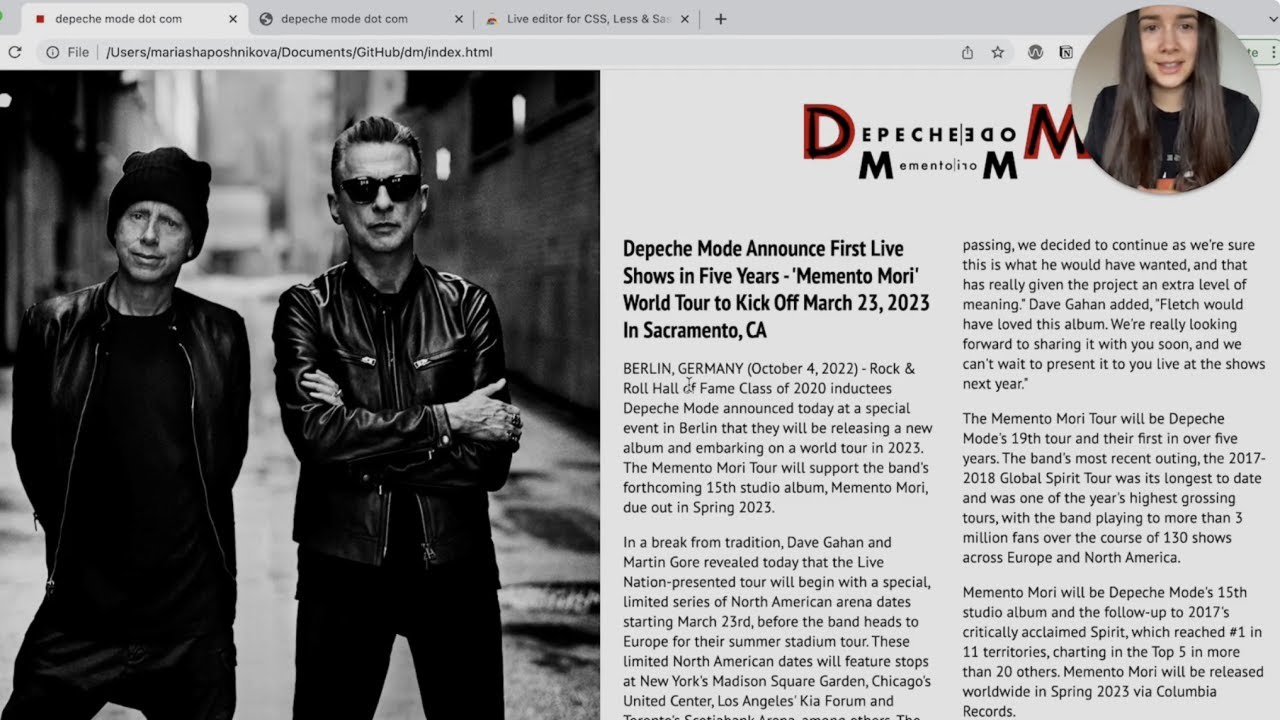 HTML/CSS tutorial: Depeche Mode website redesign pt.1