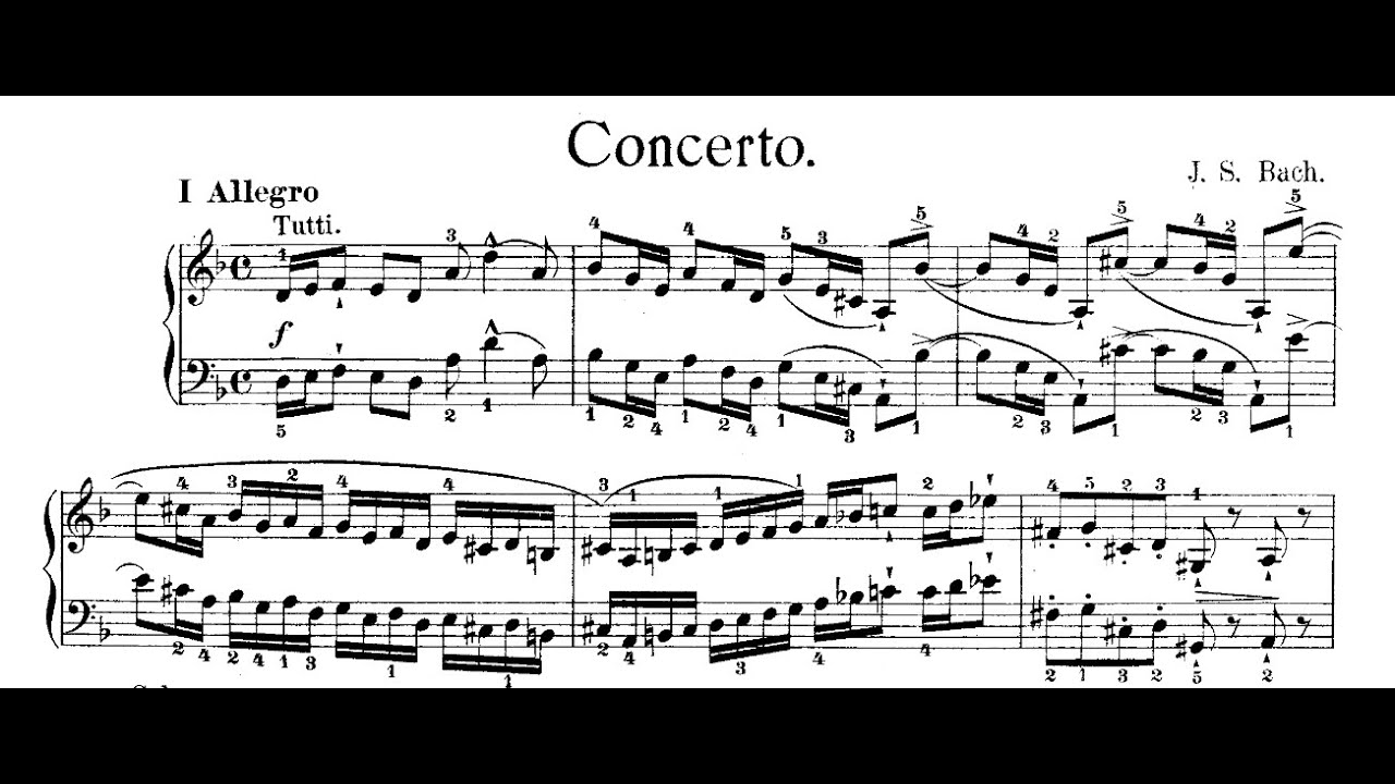 J. S. Bach: Keyboard Concerto No.1 in D Minor, BWV 1052: I. Allegro --  Piano audio + Sheet Music